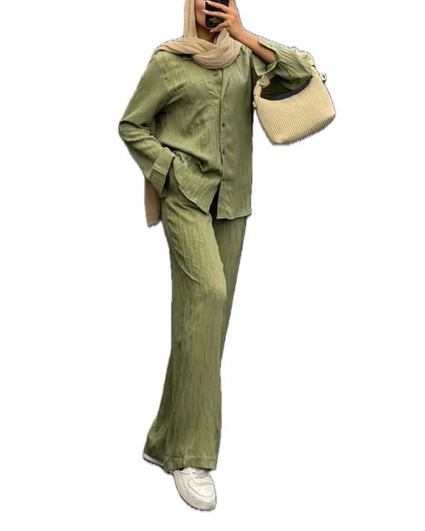 ست شومیز شلوار سبز سدری آماهی Amahi