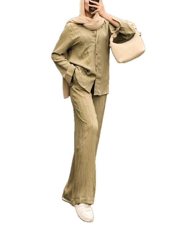 ست شومیز شلوار کرم آماهی Amahi