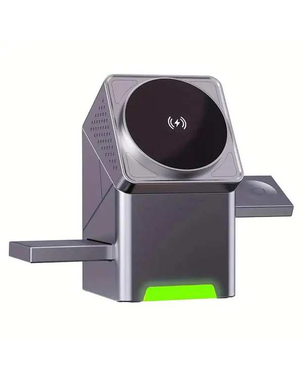 پایه شارژ رومیزی وایرلس مغناطیسی مدل Three in one Magnetic Rotatable Wireless Charger 15W R7