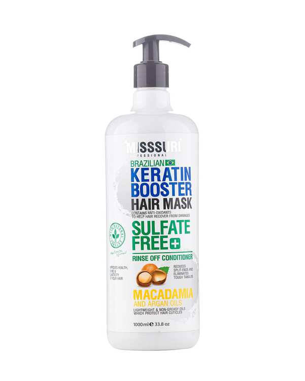 ماسک مو کراتین فاقد سولفات میسوری Misssuri مناسب موهای خشک و دارای موخوره حجم 1000ml