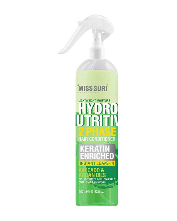 اسپری دو فاز مرطوب کننده مو میسوری Misssuri مناسب انواع مو حجم 400ml