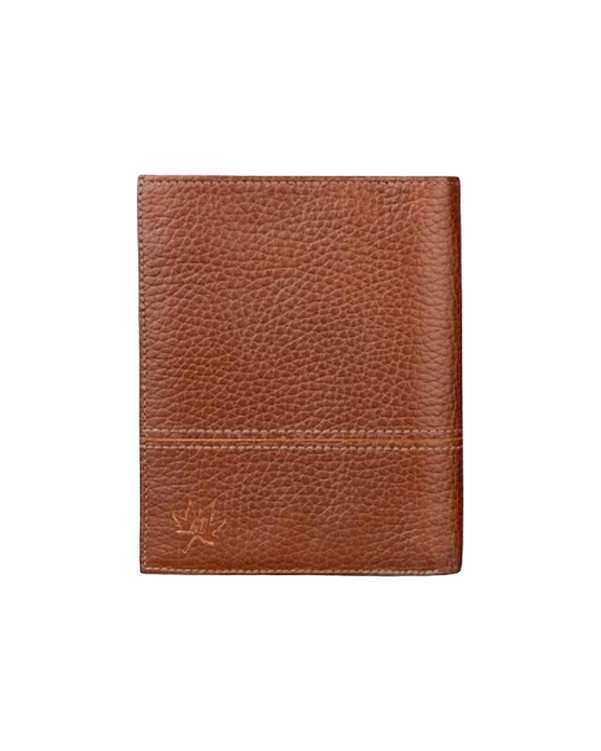 کیف پول چرم عسلی نوین چرم Novin Leather مدل سه آلبوم اسرار Fm- PE2529