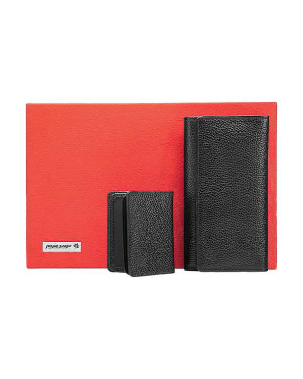 ست کیف پول و جاکارتی زنانه چرم مشکی نوین چرم Novin Leather مدل آلیس GB3621