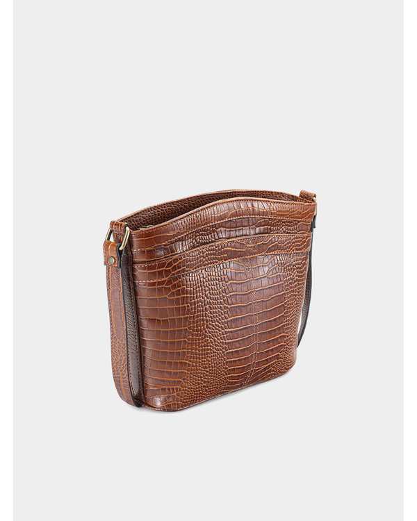 کیف چرم دوشی زنانه عسلی نوین چرم Novin Charm مدل خورشید Kc- LHB4359 - تصویر 3
