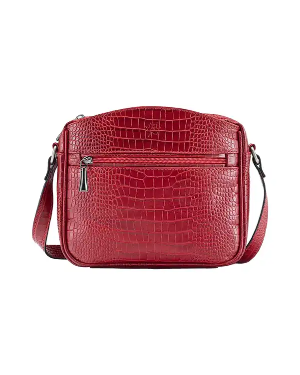 کیف چرم دوشی زنانه قرمز نوین چرم Novin Leather مدل خاتون LHB4025