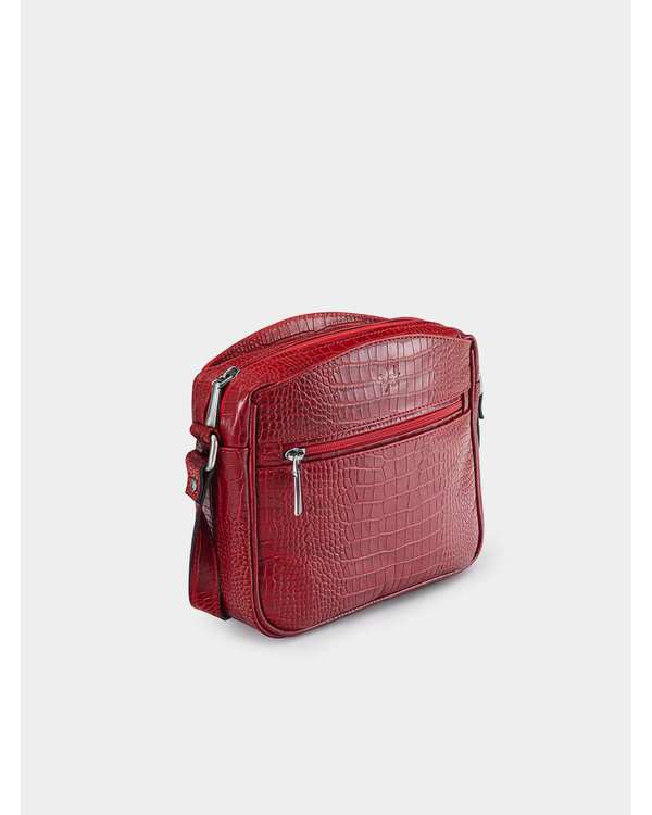 کیف چرم دوشی زنانه قرمز نوین چرم Novin Leather مدل خاتون LHB4025 - تصویر 3