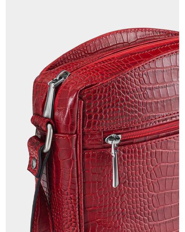 کیف چرم دوشی زنانه قرمز نوین چرم Novin Leather مدل خاتون LHB4025 - تصویر 5