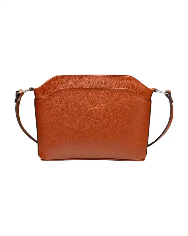 کیف چرم دوشی زنانه عسلی نوین چرم Novin Charm مدل مدل پرنیا LHB4324