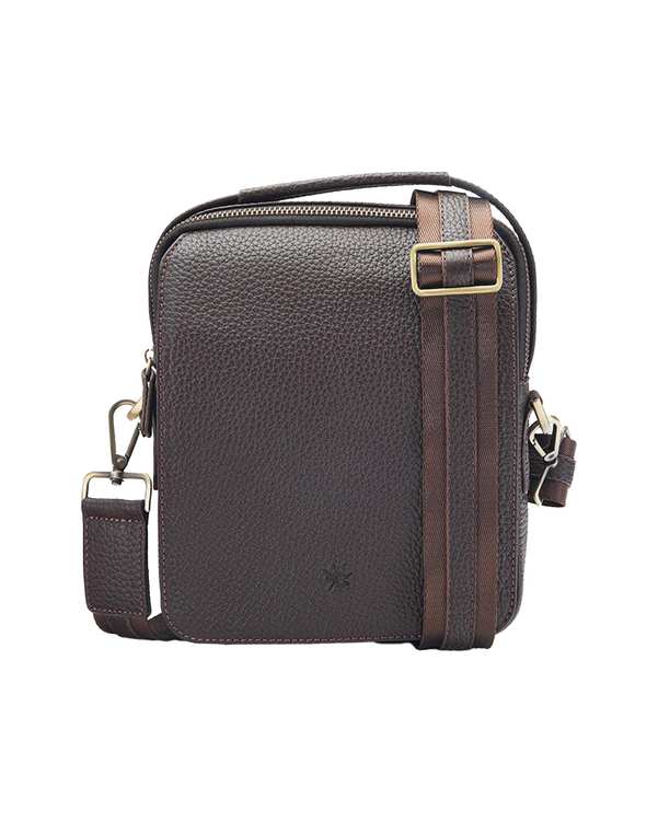کیف چرم کراس بادی قهوه ای نوین چرم Novin Leather مدل فاران Fm- MSB3930