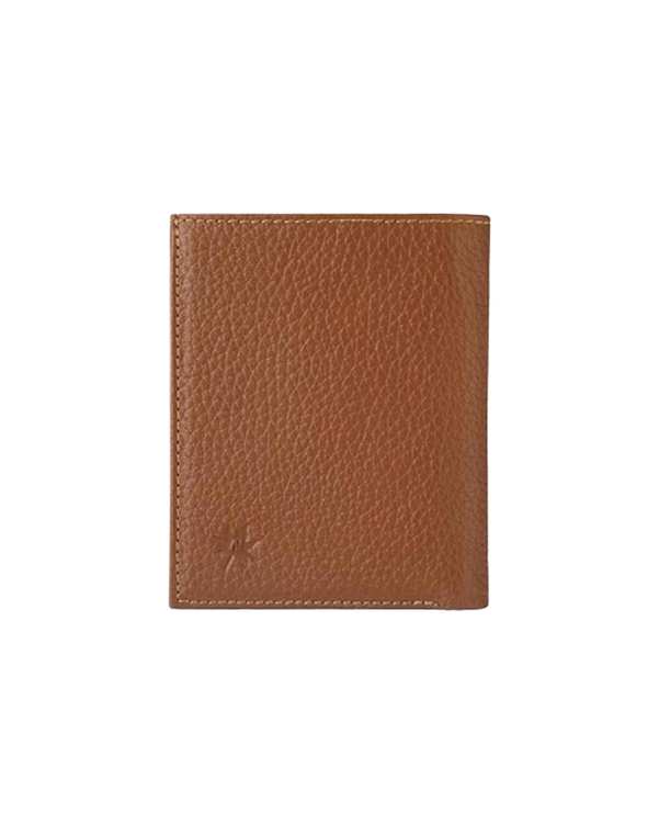 کیف پول چرم طبیعی عسلی نوین چرم Novin Leather مدل ثارمان PE2548