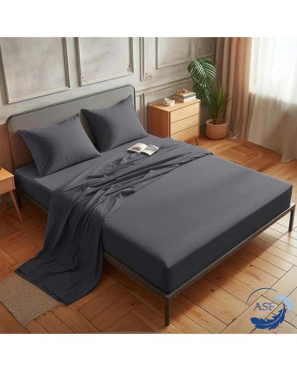 سرویس ملحفه و روبالشی یک نفره سه تکه عرض 120 طوسی ای اس اف ASF مدل MINIMALUX
