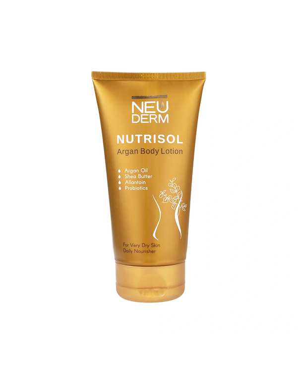 لوسیون بدن نئودرم Neuderm مناسب پوست خیلی خشک حاوی روغن آرگان 150ml