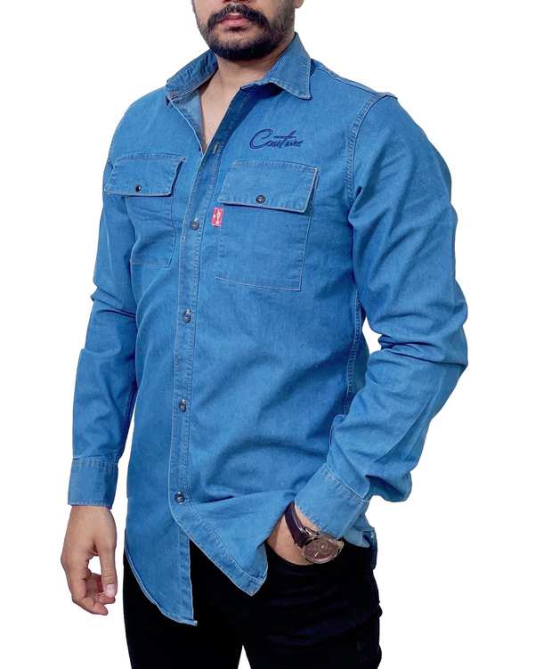 پیراهن جین مردانه آبی دیورسو Diverso کد 4753