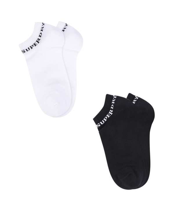 جوراب زنانه ساق کوتاه سفید مشکی سوپردرای Superdry کد W29S55302C بسته دو عددی