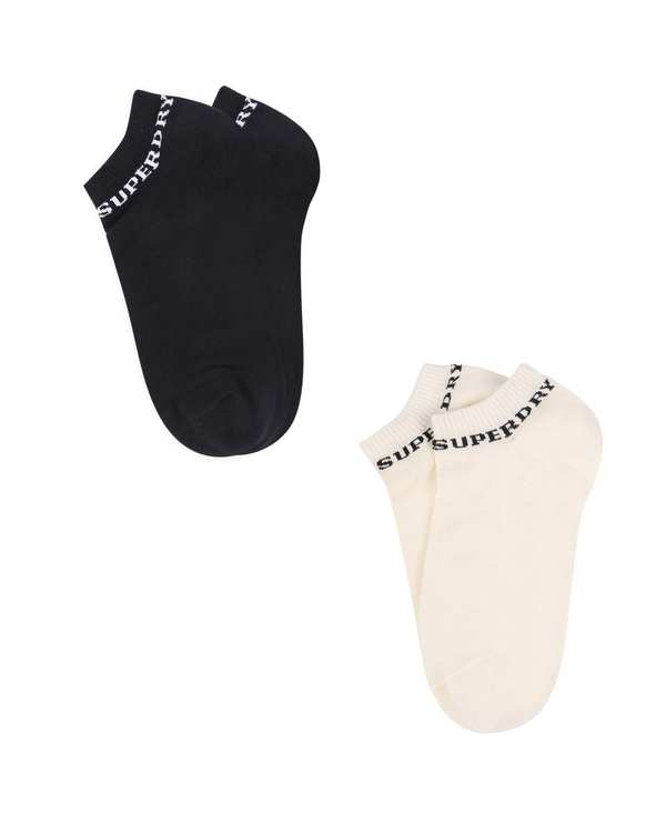 جوراب زنانه ساق کوتاه مشکی کرم سوپردرای Superdry کد W29S55302C بسته دو عددی
