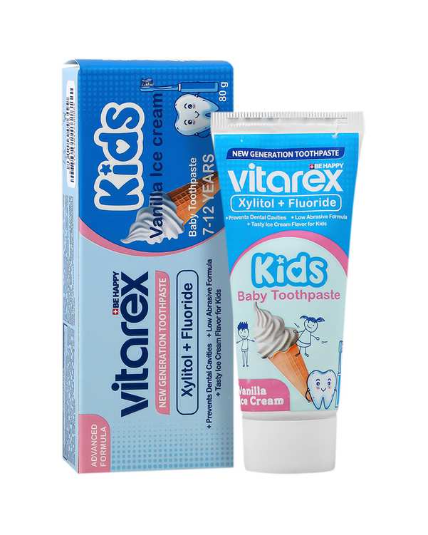 خمیر دندان کودک ویتارکس Vitarex با طعم بستنی وانیلی 80 گرم