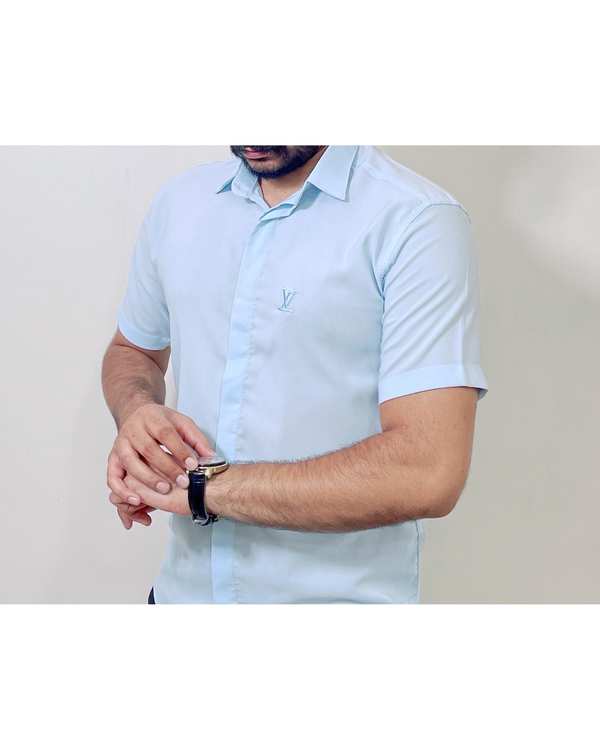 پیراهن مردانه آستین کوتاه آبی روشن دیورسو Diverso کد 4757 - تصویر 2