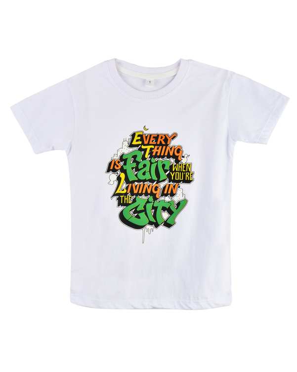 تی شرت بچگانه سفید کیدز پرو Kids Pro مدل Every Thing fair