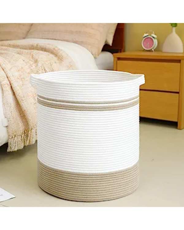 سبد رخت چرک سفید کرم تیره مدل M40 - تصویر 6