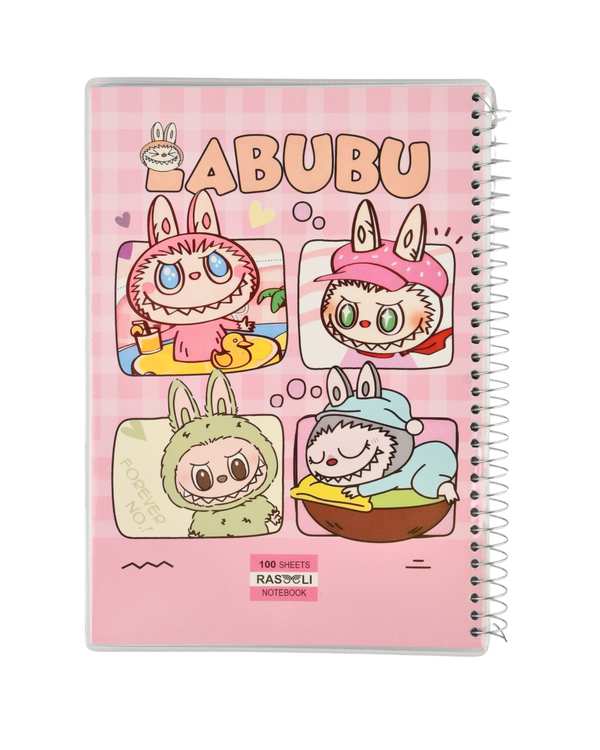 دفتر مشق 100 برگ سیمی مجلد طرح لبوبو Labubu