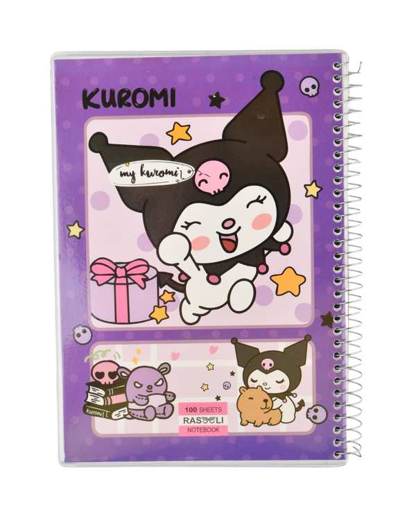 دفتر مشق 100 برگ سیمی مجلد بنفش طرح کرومی Kuromi