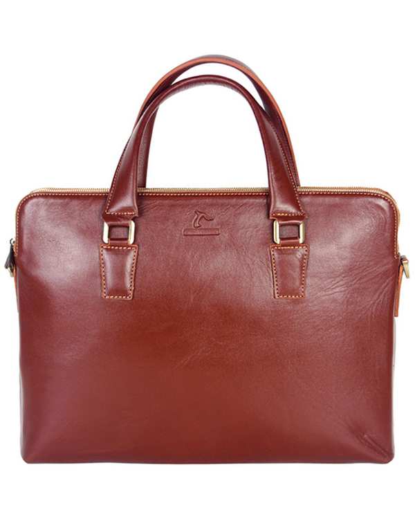 کیف چرم اداری زنانه عسلی چرم بارز Charm Barez مدل DZ66