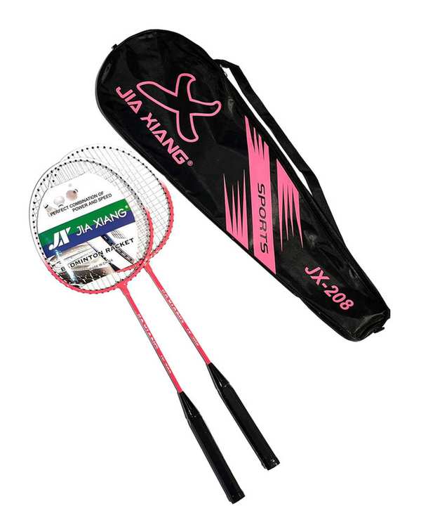 راکت بدمینتون صورتی جیا مدل J2 بسته 2 عددی