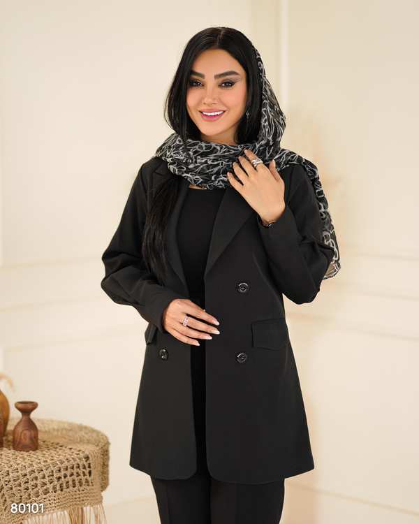 ست لباس زنانه ست کت و شلوار زنانه مشکی السانا Elsana مدل مونیکا کد 801 - تصویر 2