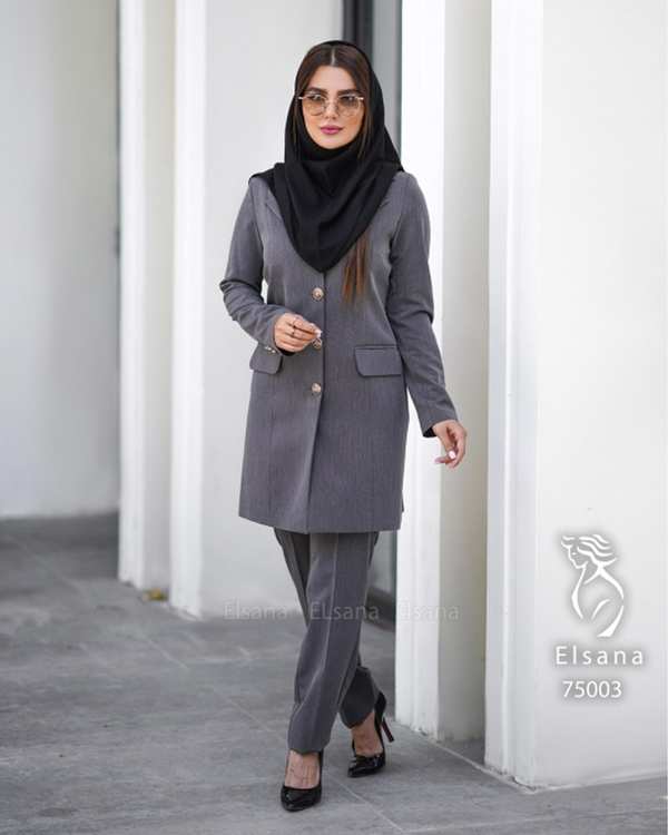 ست مانتو و شلوار اداری زنانه مدل ابریشم السانا Elsana کد 750