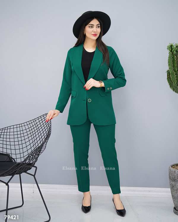 ست کت و شلوار زنانه سبز السانا Elsana مدل تپش کد 794
