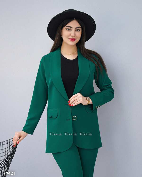 ست لباس زنانه ست کت و شلوار زنانه سبز السانا Elsana مدل تپش کد 794 - تصویر 2