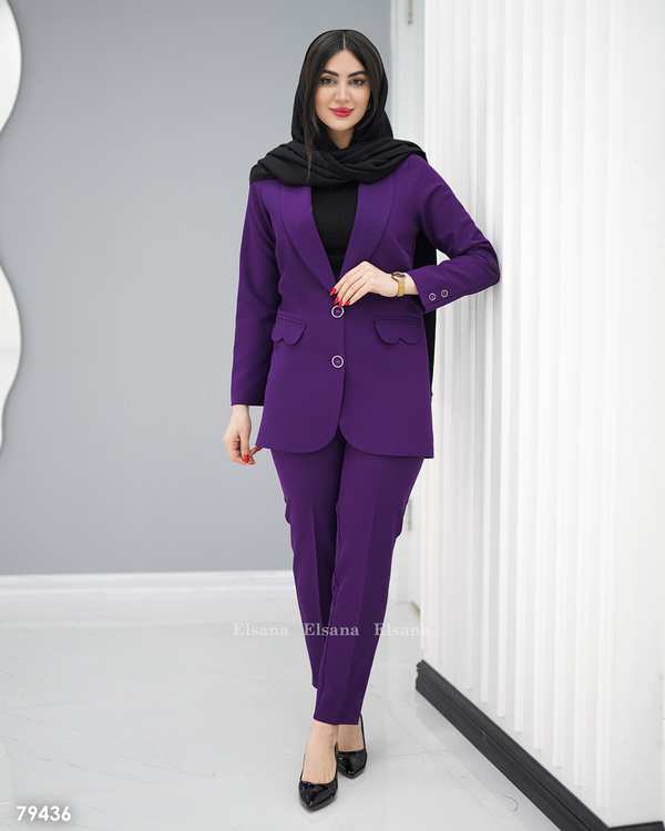 ست کت و شلوار زنانه بنفش السانا Elsana مدل تپش کد 794