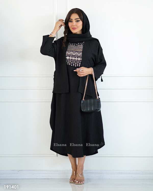 ست سارافون و رویه زنانه مشکی السانا Elsana مدل نوژین کد 1914