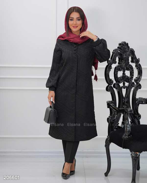 مانتو زنانه مشکی السانا Elsana مدل تایماز کد 2066