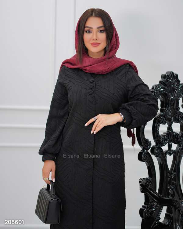 مانتو زنانه مشکی السانا Elsana مدل تایماز کد 2066 - تصویر 2