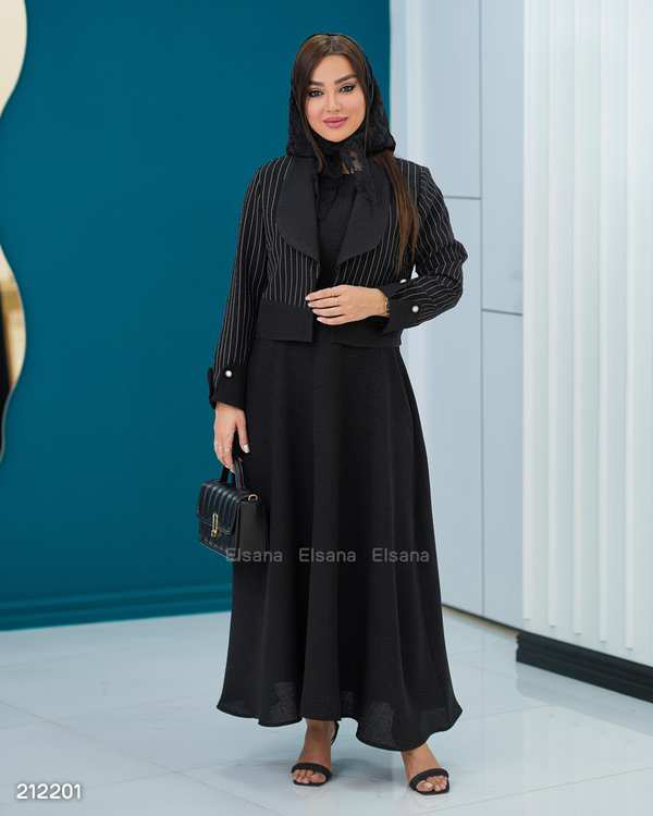 ست سارافون و کت کراپ زنانه مشکی السانا Elsana مدل کوشان کد 2122