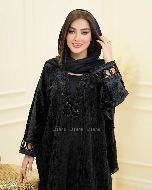مانتو مجلسی زنانه مشکی السانا Elsana مدل جاندخت کد 2142 - تصویر 2