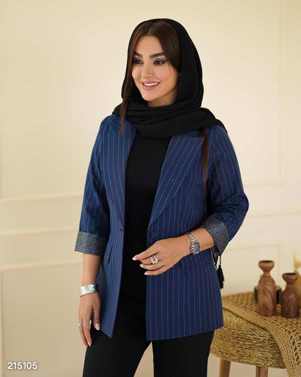 کت زنانه آبی نفتی السانا Elsana مدل نوژه کد 2151