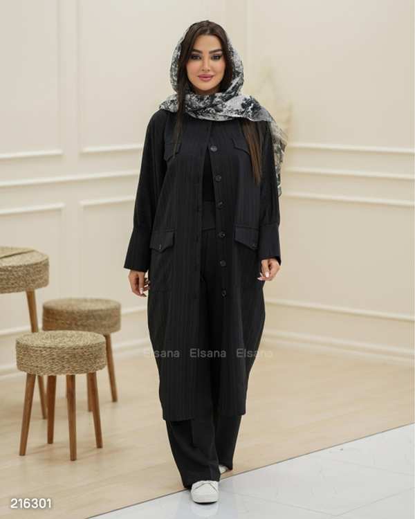 مانتو بلند زنانه مدل مهرنوش السانا Elsana کد 2163