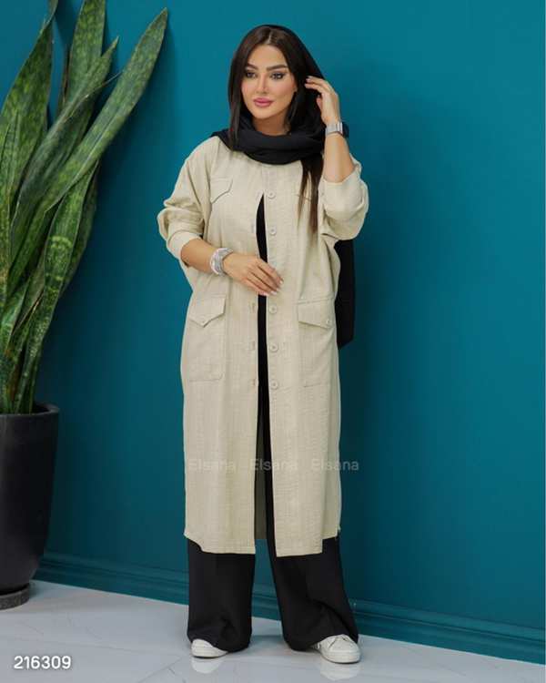 مانتو بلند زنانه مدل مهرنوش السانا Elsana کد 2163