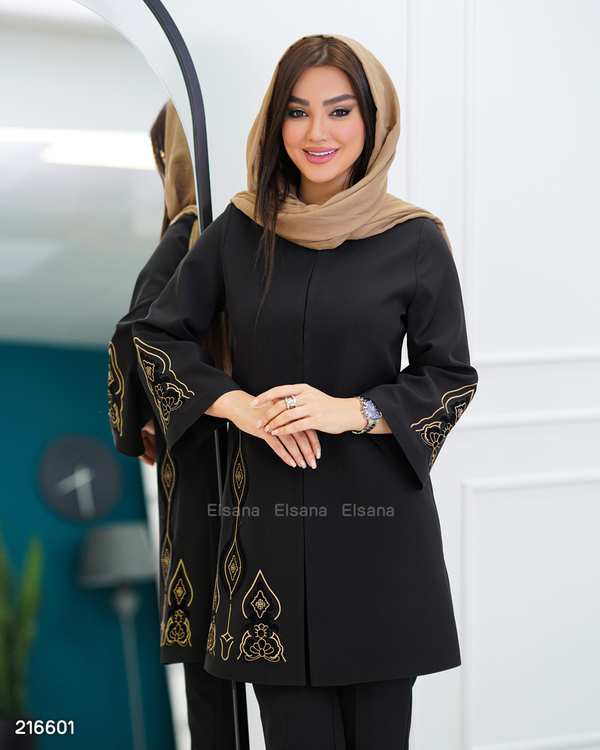 مانتو کتی زنانه مشکی السانا Elsana مدل زیبا کد 2166