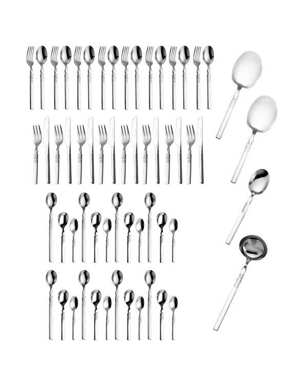 سرویس قاشق و چنگال 60 پارچه 8 نفره استیل جی فی نی GIFFINI مدل 55 لاکچری