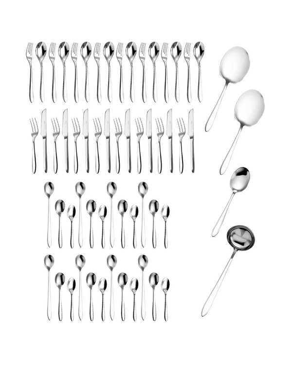 سرویس قاشق و چنگال 60 پارچه 8 نفره استیل جی فی نی GIFFINI مدل 05 لاکچری