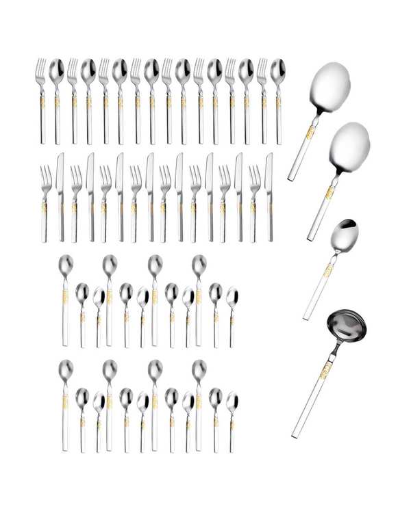 سرویس قاشق و چنگال 60 پارچه 8 نفره استیل جی فی نی GIFFINI مدل G-55 لاکچری