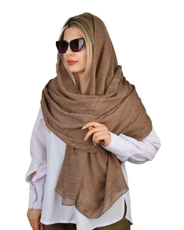 شال زنانه نخی نسکافه ای آماهی Amahi کد 00127