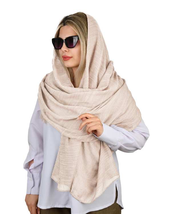 شال زنانه نخی کرم روشن آماهی Amahi کد 00129