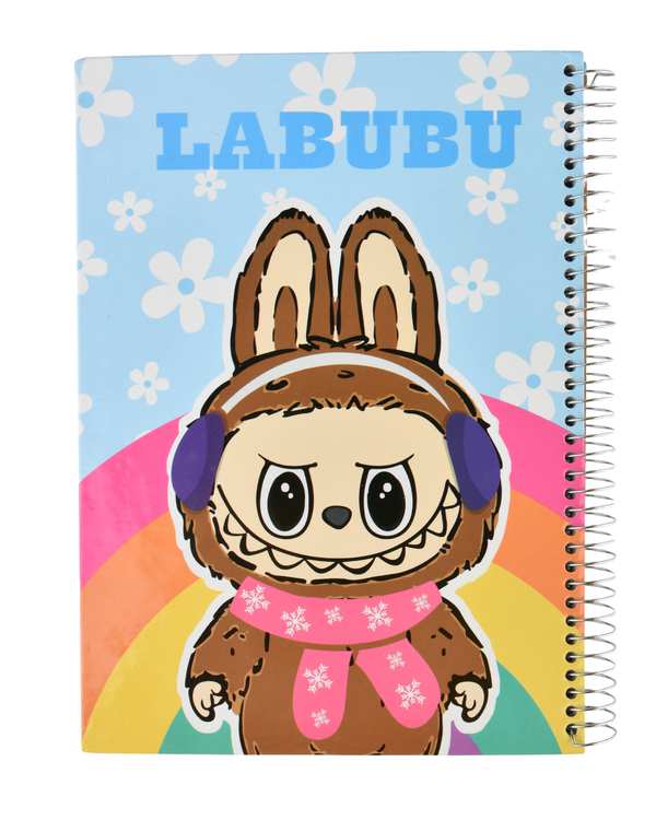 دفتر مشق 100 برگ سیمی جلد سخت پشت وایت برد طرح لبوبو Labubu کد 0028