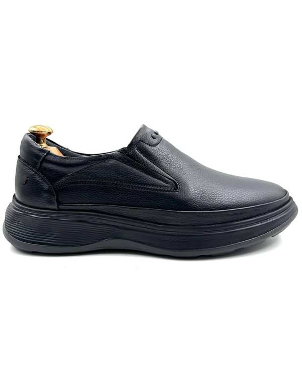 کفش چرم مردانه کژوال راحتی طبی مشکی چرم میخچی Mikhchi Leather مدل H15