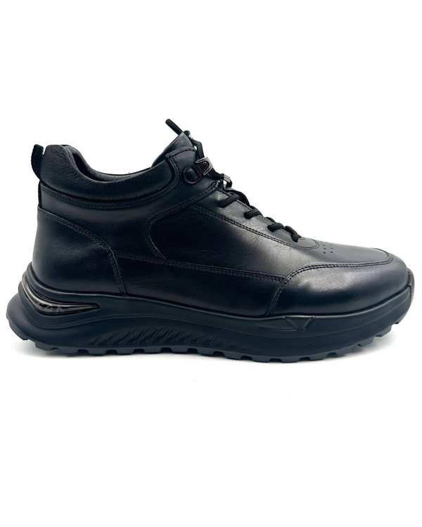 نیم بوت چرم مردانه مشکی چرم میخچی Mikhchi Leather مدل P17