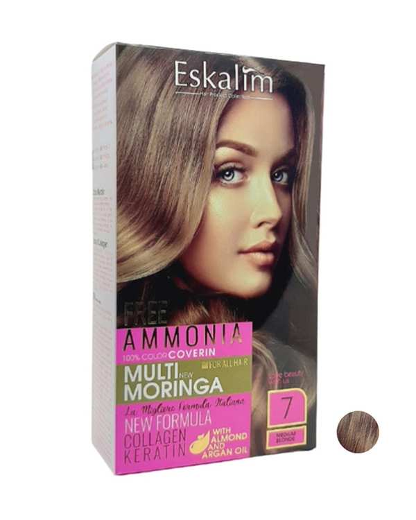 کیت رنگ مو بلوند متوسط اسکالیم Eskalim شماره 7 حجم 100ml